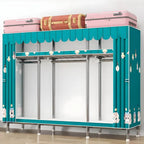 Floral Steel Sliding Door Wardrobe Armoire With Shelves And Rod