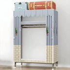 Floral Steel Sliding Door Wardrobe Armoire With Shelves And Rod