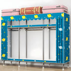 Floral Steel Sliding Door Wardrobe Armoire With Shelves And Rod