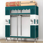 Floral Steel Sliding Door Wardrobe Armoire With Shelves And Rod