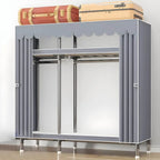 Floral Steel Sliding Door Wardrobe Armoire With Shelves And Rod