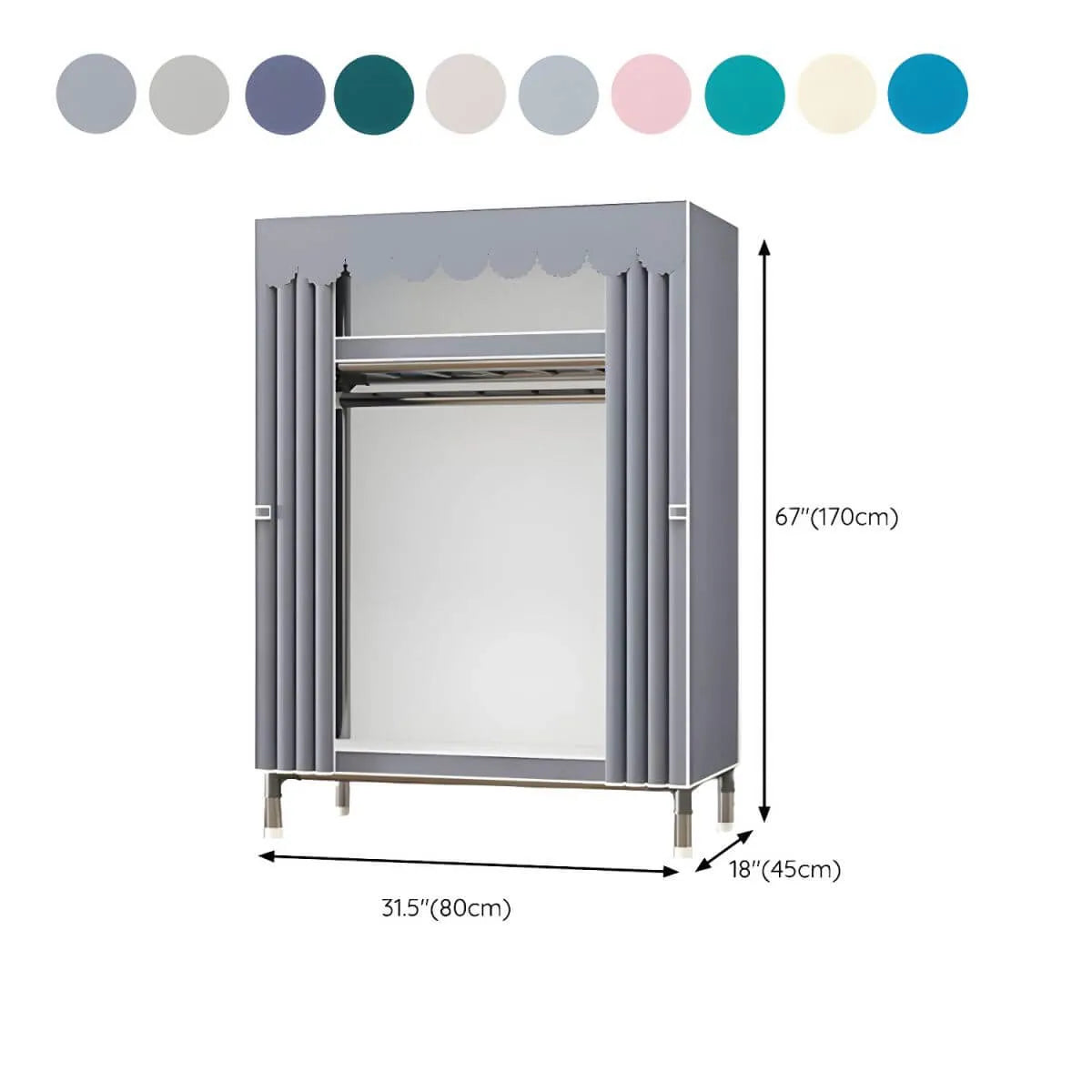 Floral Steel Sliding Door Wardrobe Armoire With Shelves And Rod Dimensions
