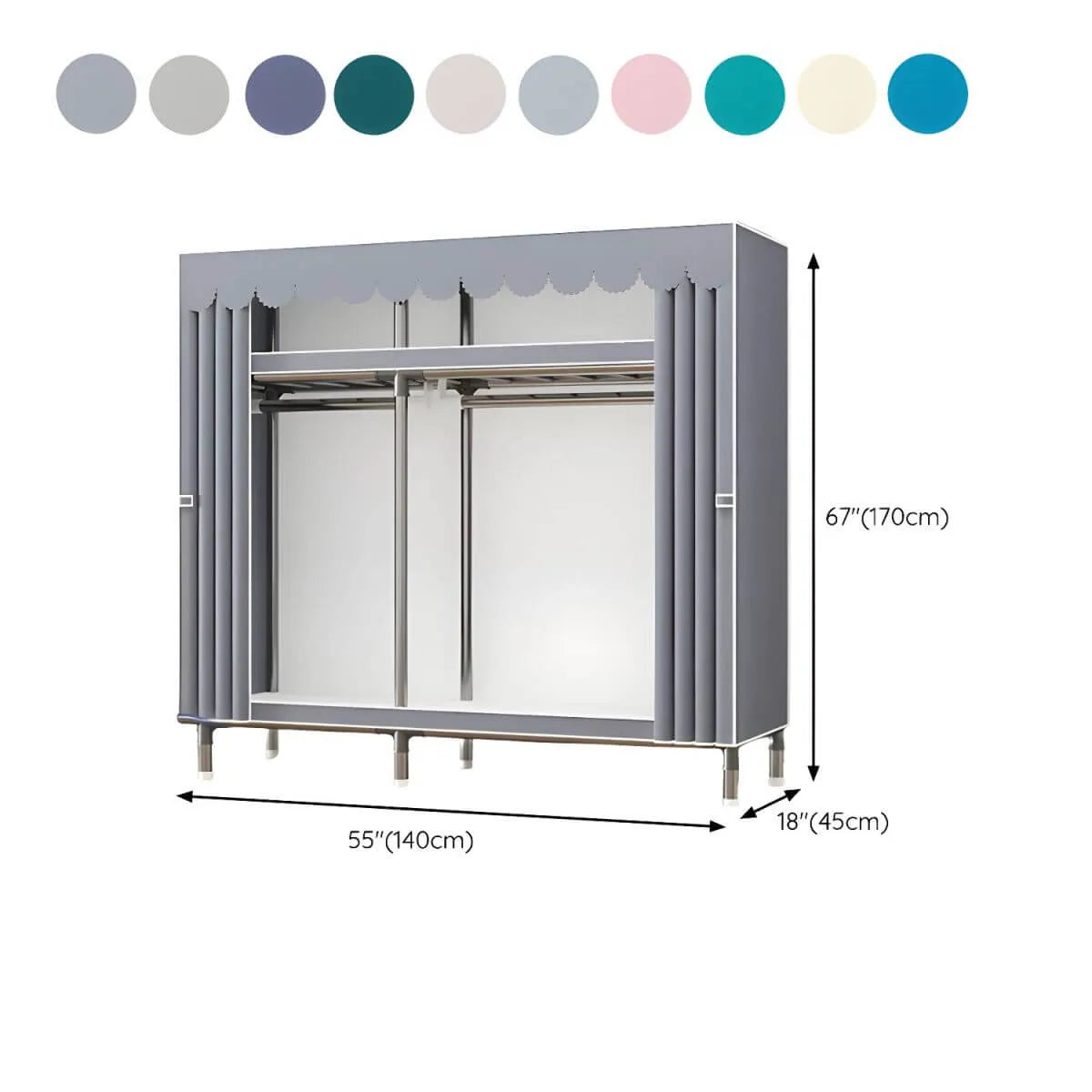 Floral Steel Sliding Door Wardrobe Armoire With Shelves And Rod Dimensions