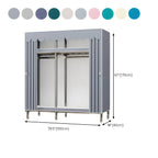 Floral Steel Sliding Door Wardrobe Armoire With Shelves And Rod Dimensions