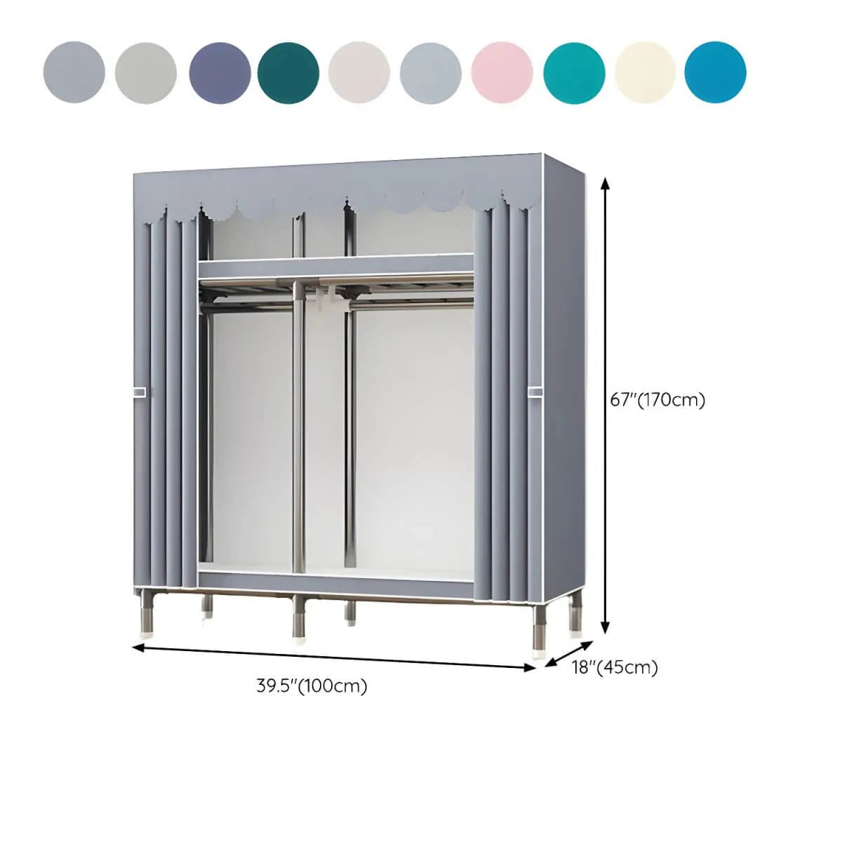 Floral Steel Sliding Door Wardrobe Armoire With Shelves And Rod Dimensions