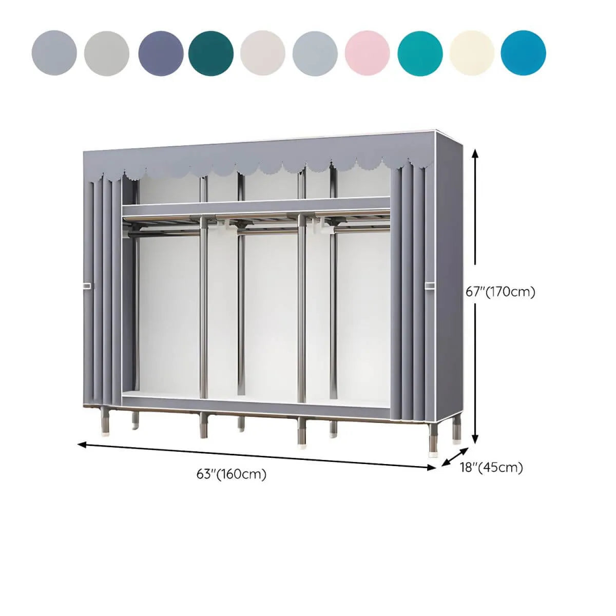 Floral Steel Sliding Door Wardrobe Armoire With Shelves And Rod Dimensions