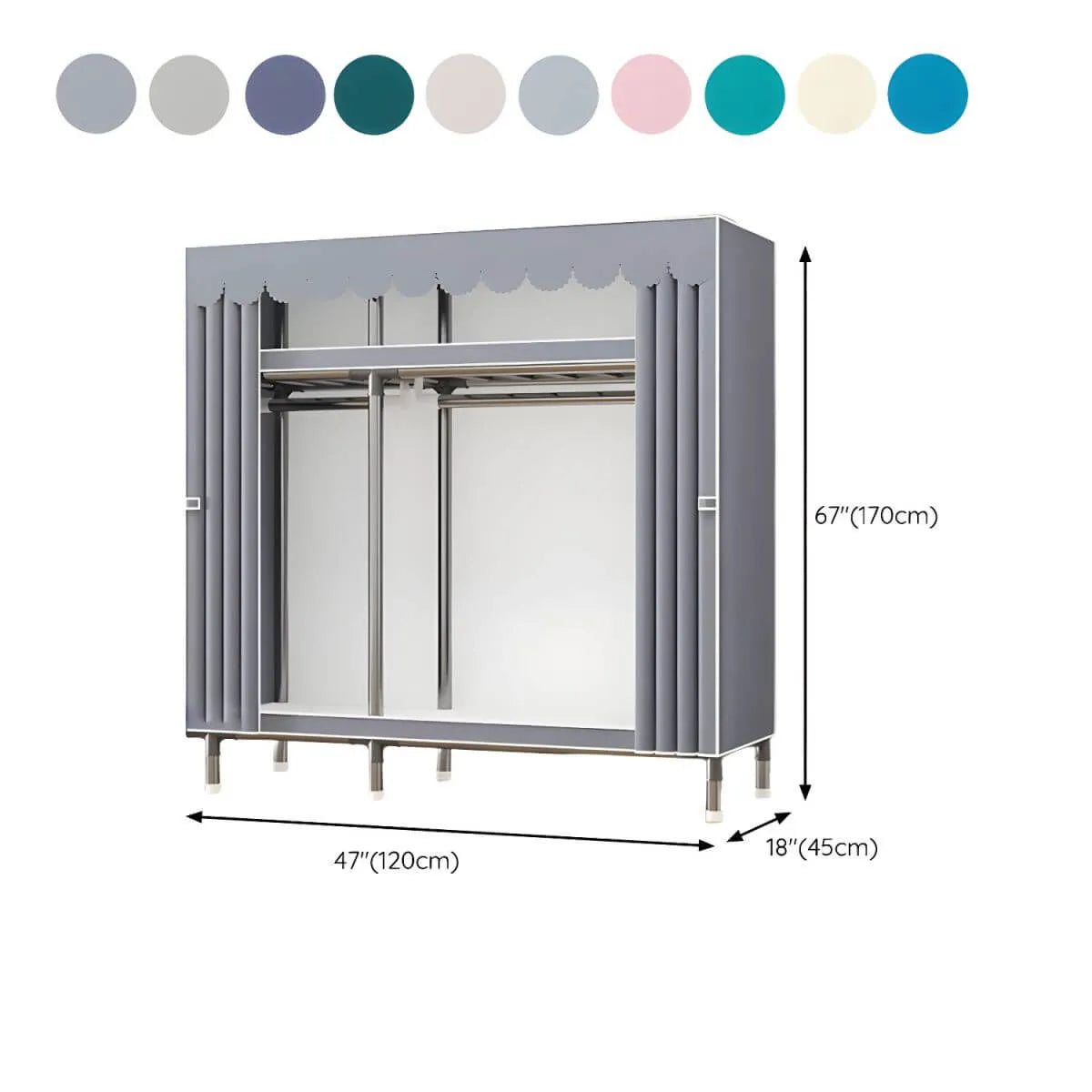 Floral Steel Sliding Door Wardrobe Armoire With Shelves And Rod Dimensions