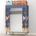 Floral Steel Sliding Door Wardrobe Armoire With Shelves And Rod Main Product Image