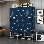 Floral Steel Wardrobe Armoire With Drawers, Shelves And Legs