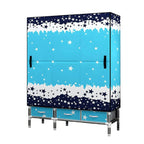 Floral Steel Wardrobe Armoire With Drawers, Shelves And Legs