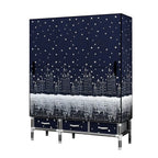 Floral Steel Wardrobe Armoire With Drawers, Shelves And Legs