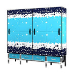 Floral Steel Wardrobe Armoire With Drawers, Shelves And Legs