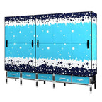 Floral Steel Wardrobe Armoire With Drawers, Shelves And Legs