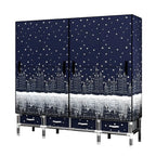 Floral Steel Wardrobe Armoire With Drawers, Shelves And Legs