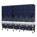Floral Steel Wardrobe Armoire With Drawers, Shelves And Legs