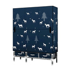 Floral Steel Wardrobe Armoire With Drawers, Shelves And Legs