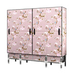 Floral Steel Wardrobe Armoire With Drawers, Shelves And Legs