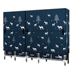 Floral Steel Wardrobe Armoire With Drawers, Shelves And Legs