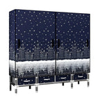 Floral Steel Wardrobe Armoire With Drawers, Shelves And Legs