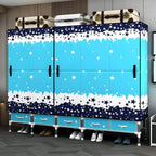 Floral Steel Wardrobe Armoire With Drawers, Shelves And Legs
