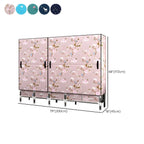 Floral Steel Wardrobe Armoire With Drawers, Shelves And Legs Dimensions