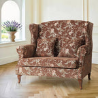 Floral Wing Chair Series With Nailhead Trim and Vintage Wood Legs