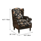 Floral Wingback Chair and Ottoman Set, Vintage Jacquard Accent Lounge Dimensions