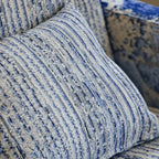 Floral Woven Accent Armchair With Sculptural Silhouette and Rustic Pine Frame