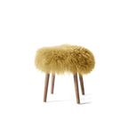 Fluffy Cloud-Form Slipper Stool with Warm Wood Legs for Bedroom Nooks