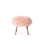 Fluffy Cloud-Form Slipper Stool with Warm Wood Legs for Bedroom Nooks