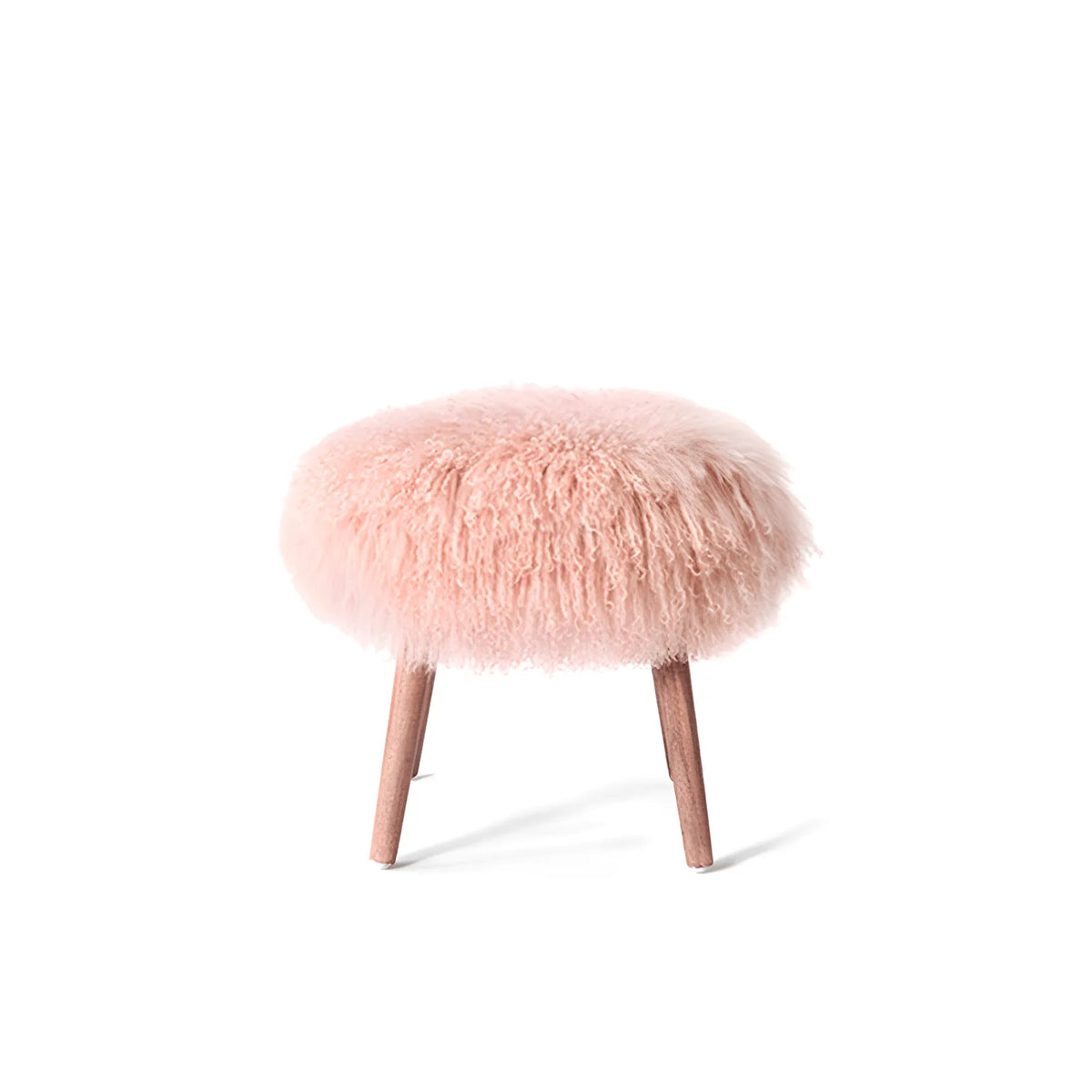 Fluffy Cloud-Form Slipper Stool with Warm Wood Legs for Bedroom Nooks