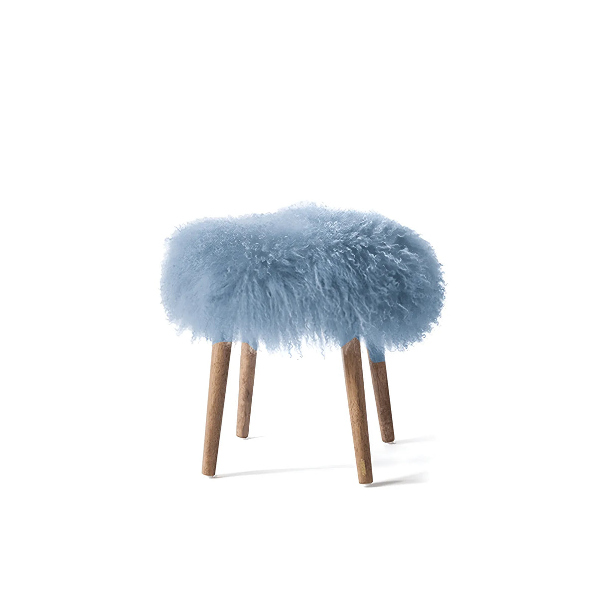 Fluffy Cloud-Form Slipper Stool with Warm Wood Legs for Bedroom Nooks