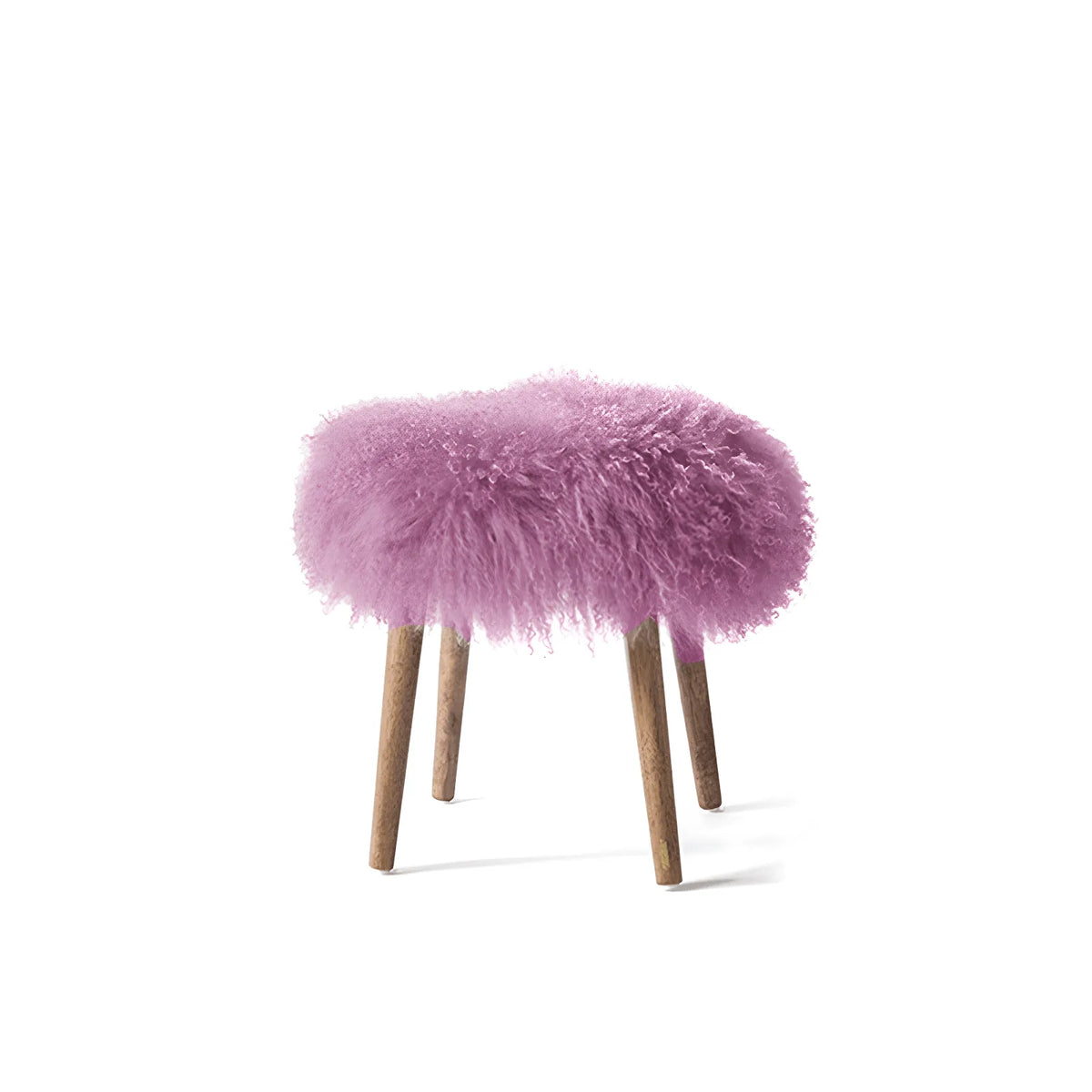 Fluffy Cloud-Form Slipper Stool with Warm Wood Legs for Bedroom Nooks