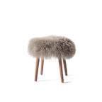 Fluffy Cloud-Form Slipper Stool with Warm Wood Legs for Bedroom Nooks