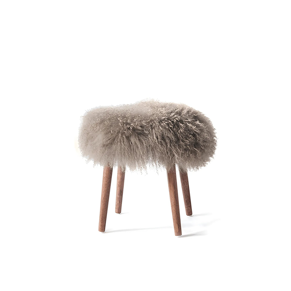 Fluffy Cloud-Form Slipper Stool with Warm Wood Legs for Bedroom Nooks