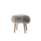 Fluffy Cloud-Form Slipper Stool with Warm Wood Legs for Bedroom Nooks