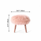 Fluffy Cloud-Form Slipper Stool with Warm Wood Legs for Bedroom Nooks Dimensions
