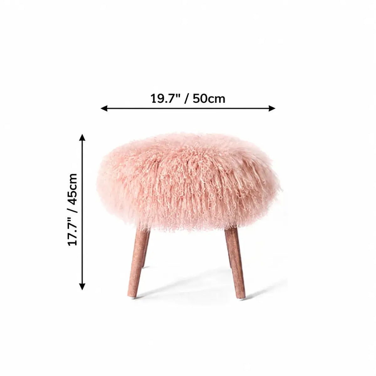 Fluffy Cloud-Form Slipper Stool with Warm Wood Legs for Bedroom Nooks Dimensions