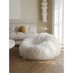 Fluffy Curly Pile Bean Bag Lounge Chair for Creamy Minimalist Spaces Main Product Image