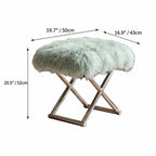 Fluffy Faux Shearling Vanity Stool and Slipper Stool With Sculptural Steel Base Dimensions