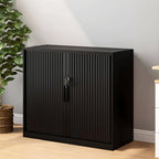 Fluted Two-Tone Steel Lateral Storage Cabinet With Lock