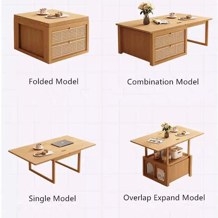 Foldable Expandable Coffee Table with Burly Wood Finish