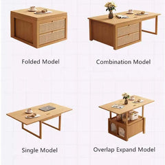 Foldable Expandable Coffee Table with Burly Wood Finish
