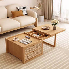 Foldable Expandable Coffee Table with Burly Wood Finish