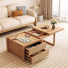 Foldable Expandable Coffee Table with Burly Wood Finish