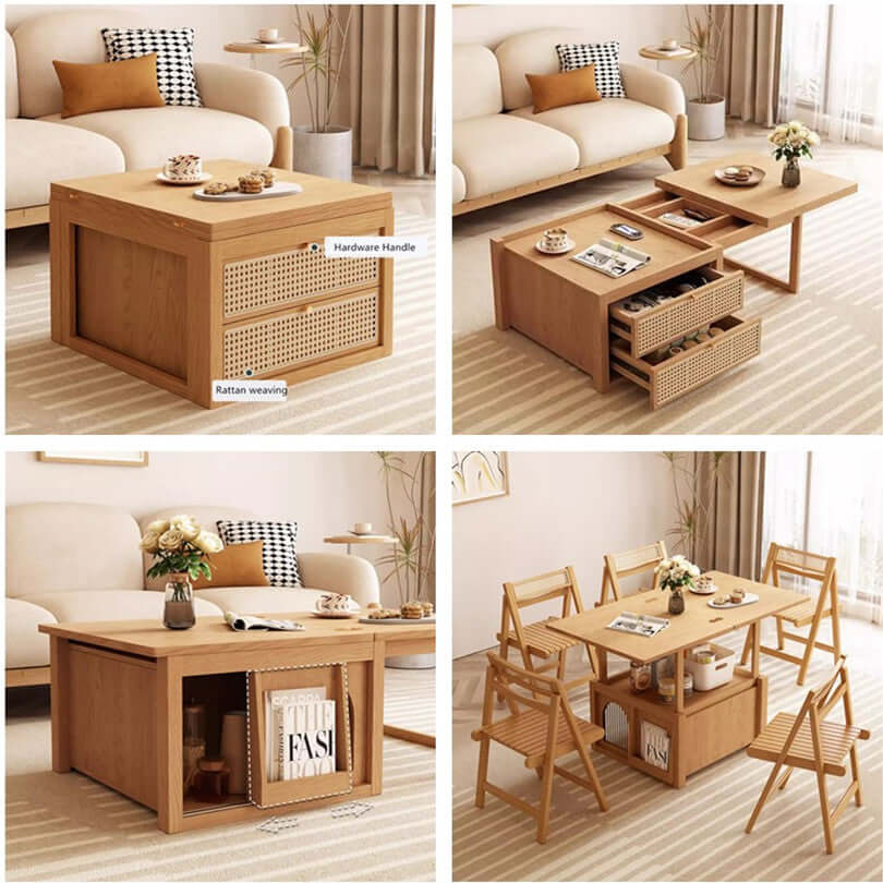 Foldable Expandable Coffee Table with Burly Wood Finish Main Product Image