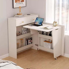 Foldable L-Shaped Corner Desk With Cabinet Storage