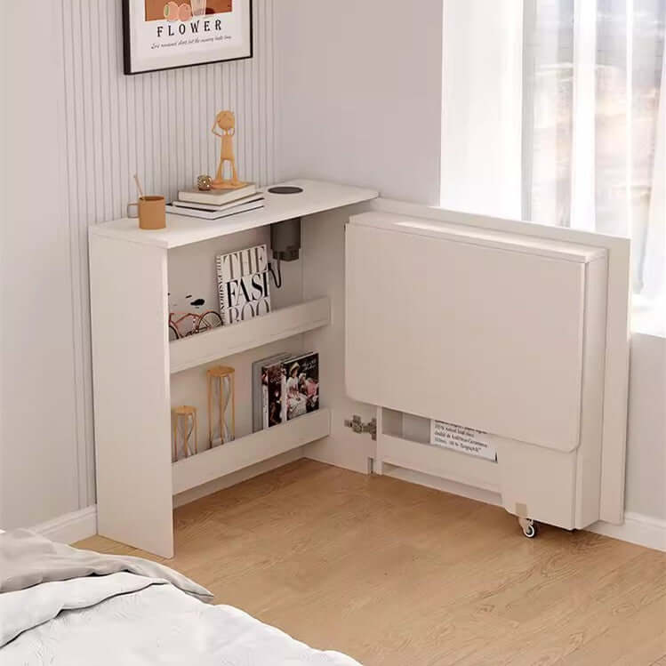 Foldable L-Shaped Corner Desk With Cabinet Storage
