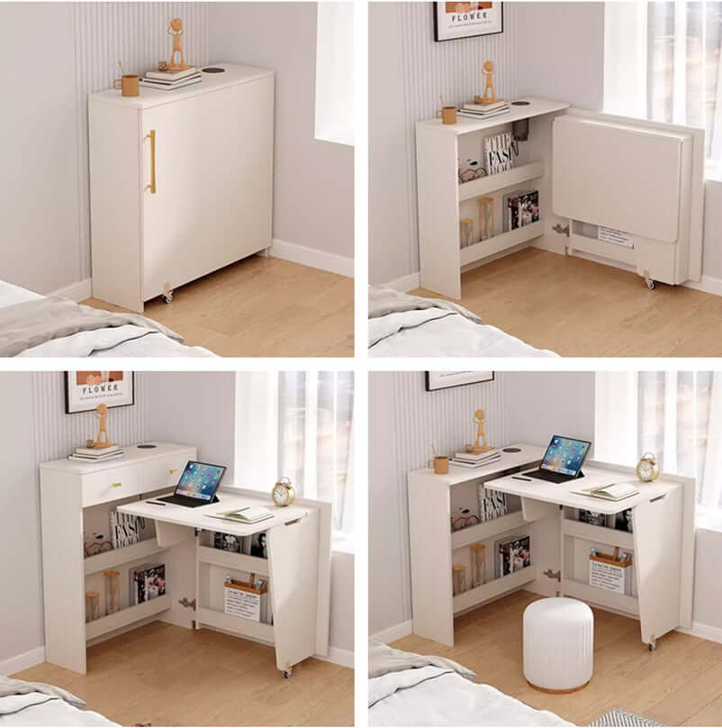Foldable L-Shaped Corner Desk With Cabinet Storage Main Product Image Hauptbild