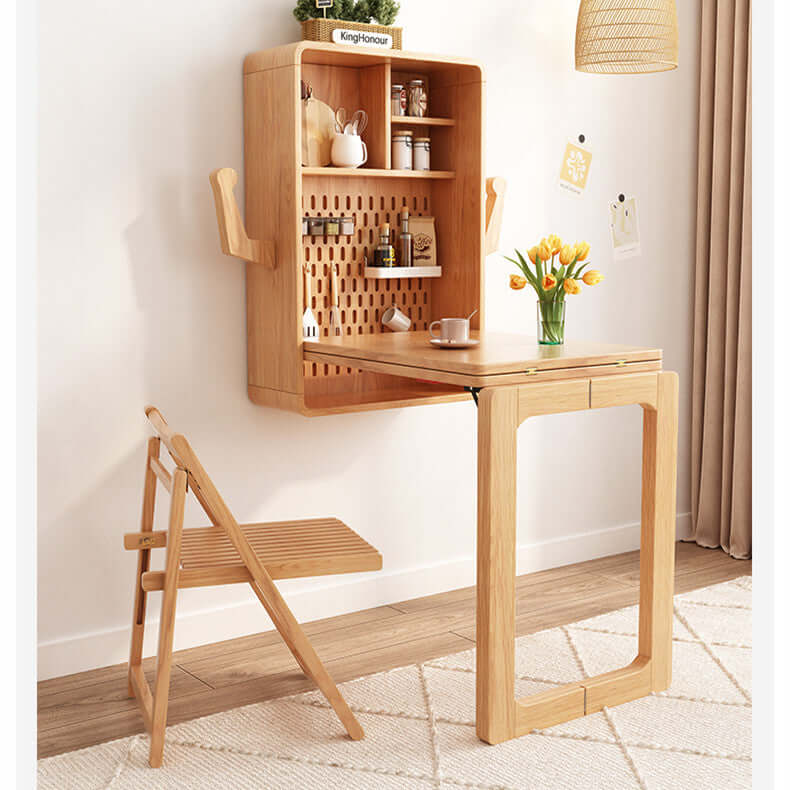 Foldable Wall Mounted Desk With Peg Board Storage